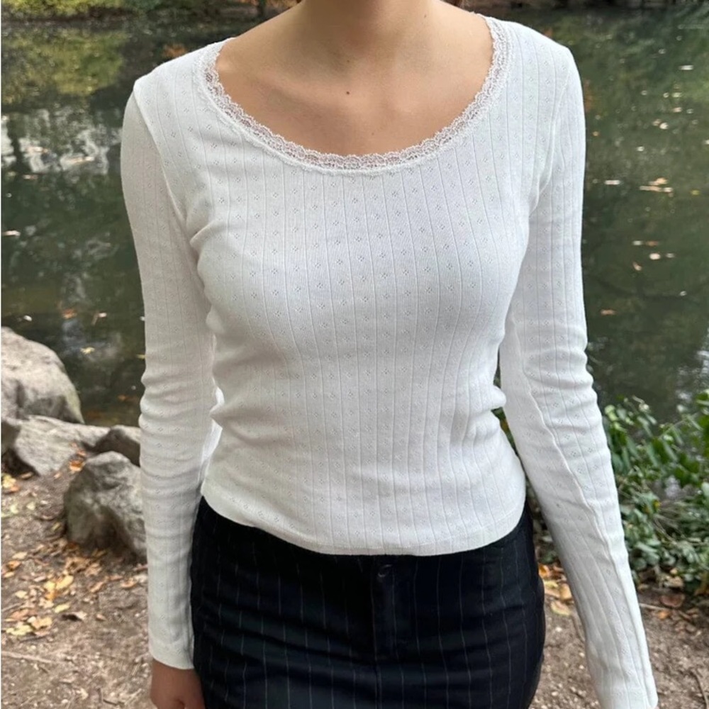 brandy melville mckenna ribbed lace top